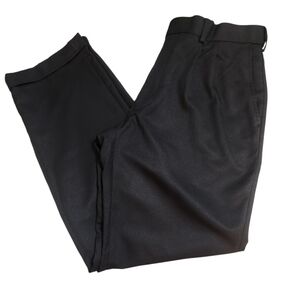 George Men's Pleated Cuffed Microfiber Black Dress Pants 32x32